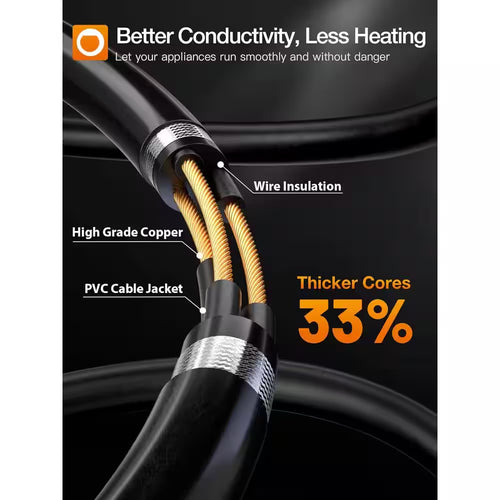 50 Ft. 16/3 Heavy Duty Outdoor Extension Cord with Flexible Long Wires, Black (1-Pack)