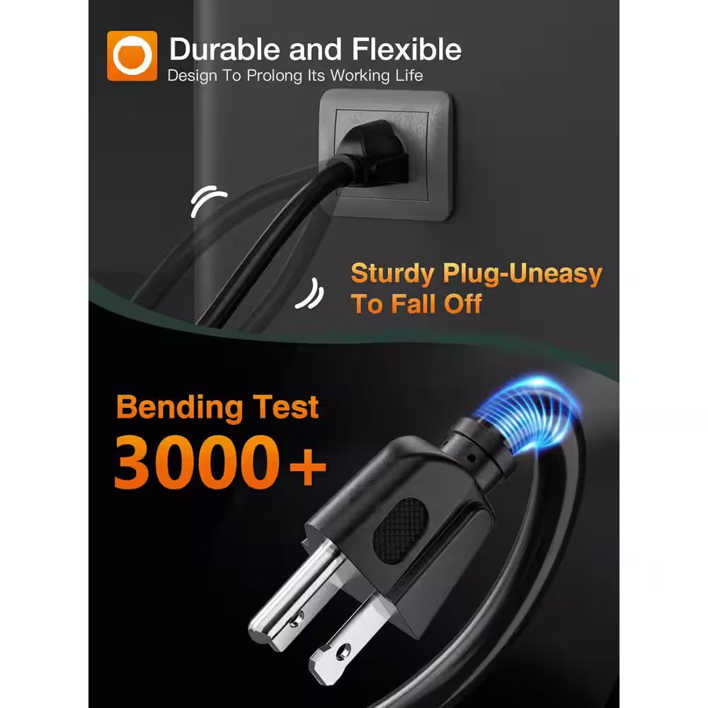 50 Ft. 16/3 Heavy Duty Outdoor Extension Cord with Flexible Long Wires, Black (1-Pack)
